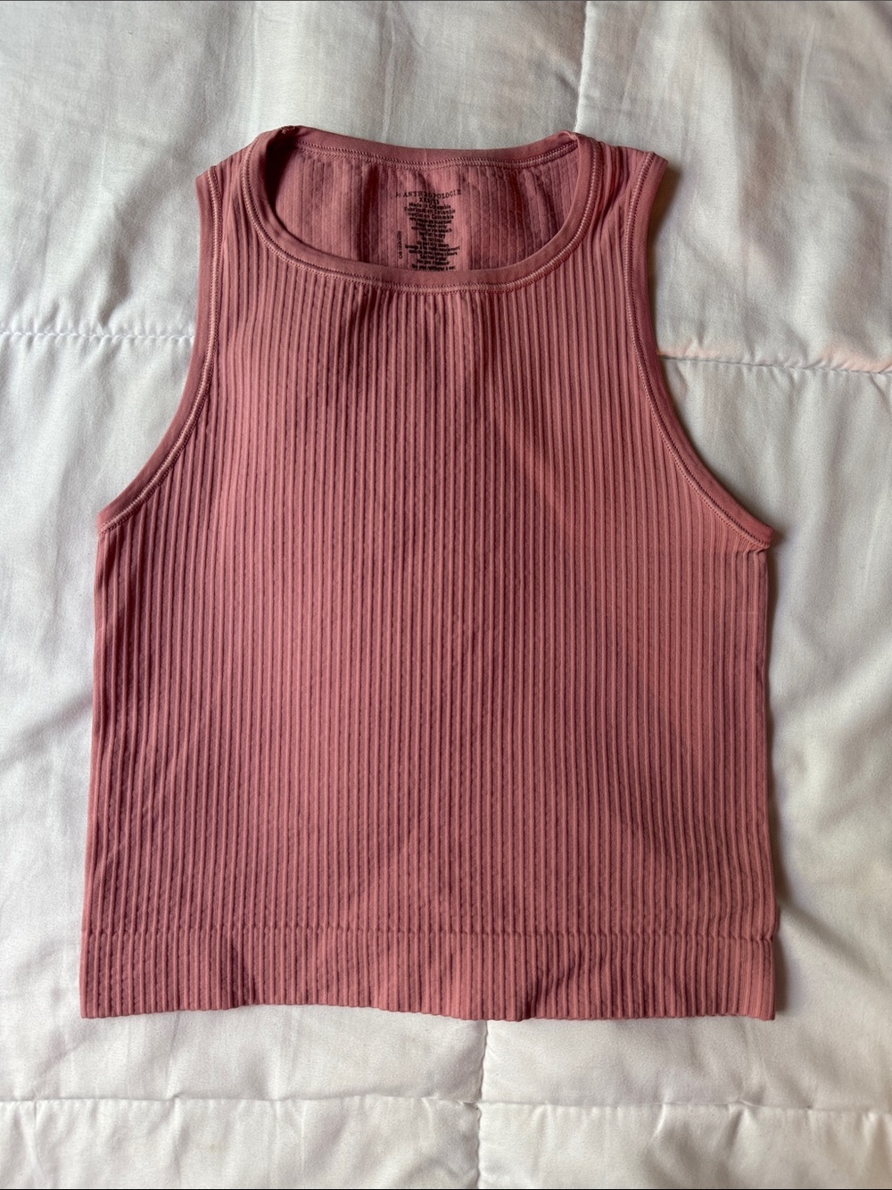 Anthropologie The Reegan Crew-Neck Crop Racerback Seamless Ribbed Tank Top - Picture 2 of 4